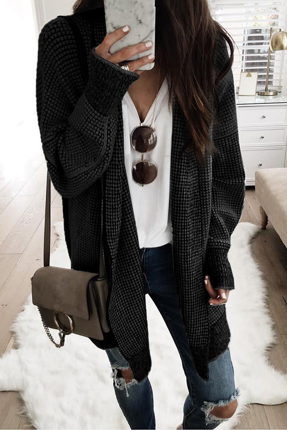 Long Knitted Cardigan Sweater