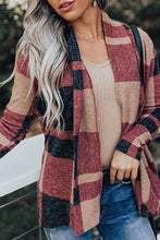 Load image into Gallery viewer, Draped open Front Plaid Cardigan
