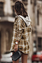 Load image into Gallery viewer, Khaki Plaid Hooded Light Shirt
