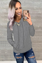 Load image into Gallery viewer, Asymmetric Buttoned detail hoodie

