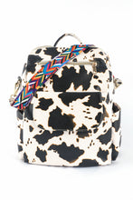 Load image into Gallery viewer, Cow Print Faux Leather Zipped Large backpack
