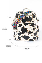 Load image into Gallery viewer, Cow Print Faux Leather Zipped Large backpack
