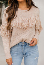 Load image into Gallery viewer, Fringe Hollowed Out Drop Shoulder Pullover Sweater
