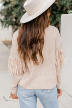 Load image into Gallery viewer, Fringe Hollowed Out Drop Shoulder Pullover Sweater
