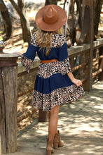 Load image into Gallery viewer, Leopard Splicing High waisted Long Sleeve Dress
