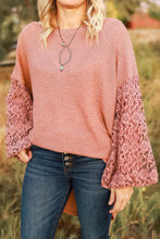 Load image into Gallery viewer, Pink lace Waffle knit Blouse
