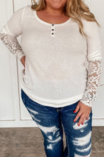 Load image into Gallery viewer, Plus Size Beige Lace Sleeve Top
