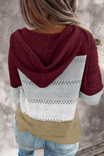 Load image into Gallery viewer, Zipped Front Hollowed out Knit Jacket Maroon &amp; Gold
